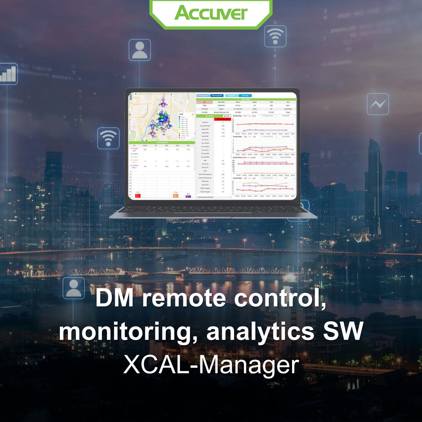 XCAL-Manager is Accuver’s unified remote platform for controlling, monitoring, and analyzi slide 1