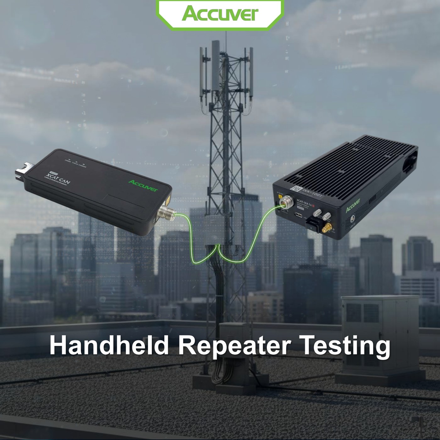 Repeater testing has traditionally required heavy equipment and complex setups. Accuver's  slide 1