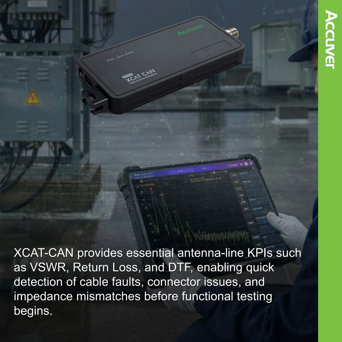 Repeater testing has traditionally required heavy equipment and complex setups. Accuver's  slide 3