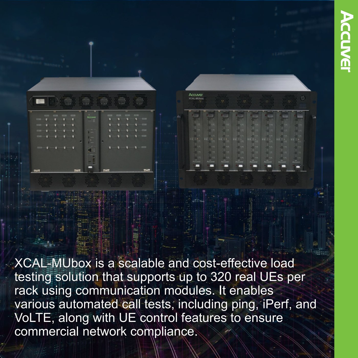 XCAL-MUbox is a scalable multi-UE traffic generator for LTE/5G base station load and stres slide 4