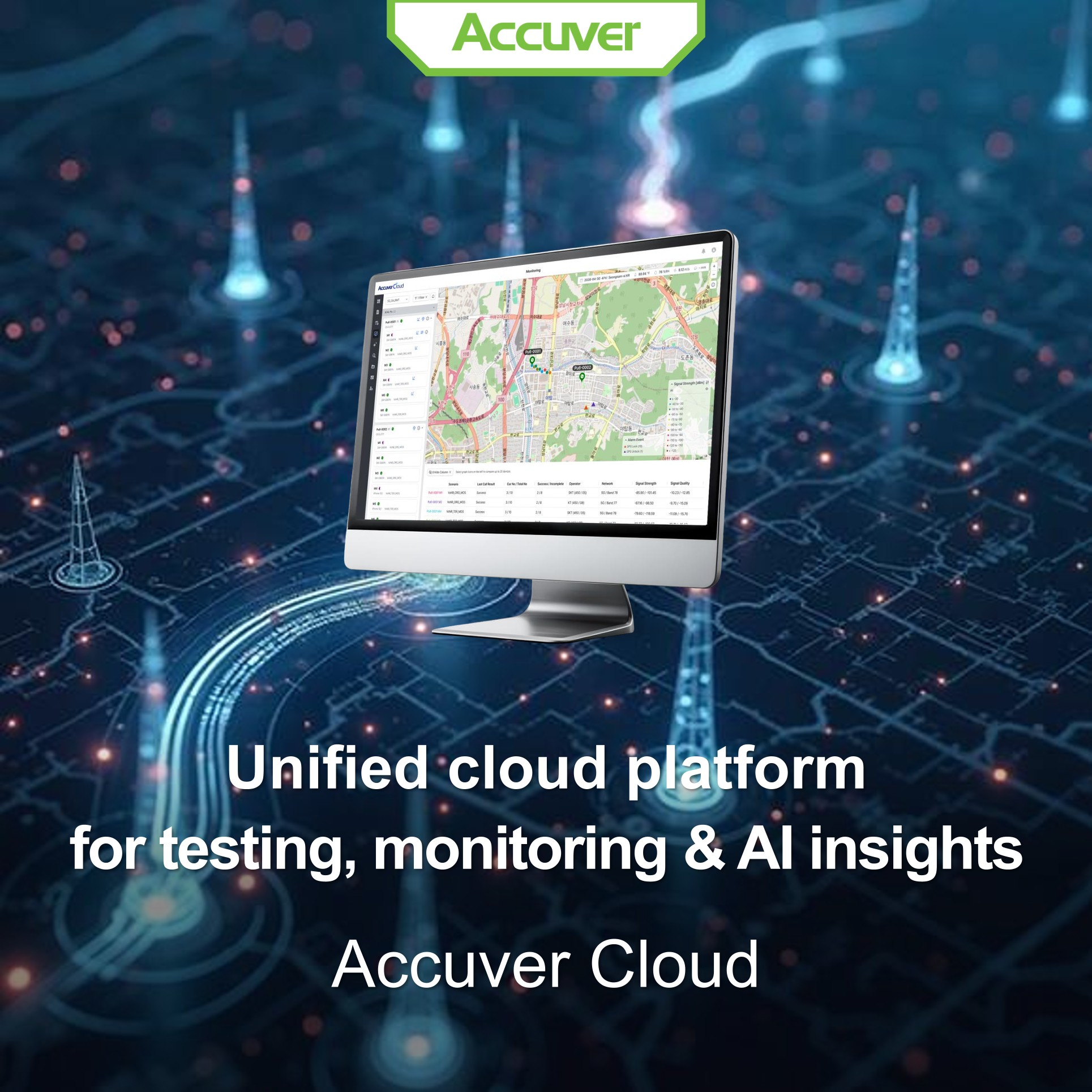 ☁️ Accuver Cloud is an AI-powered cloud platform that brings remote testing, centralized management, data analysis, and reporting into one centrailzed workspace. image 1
