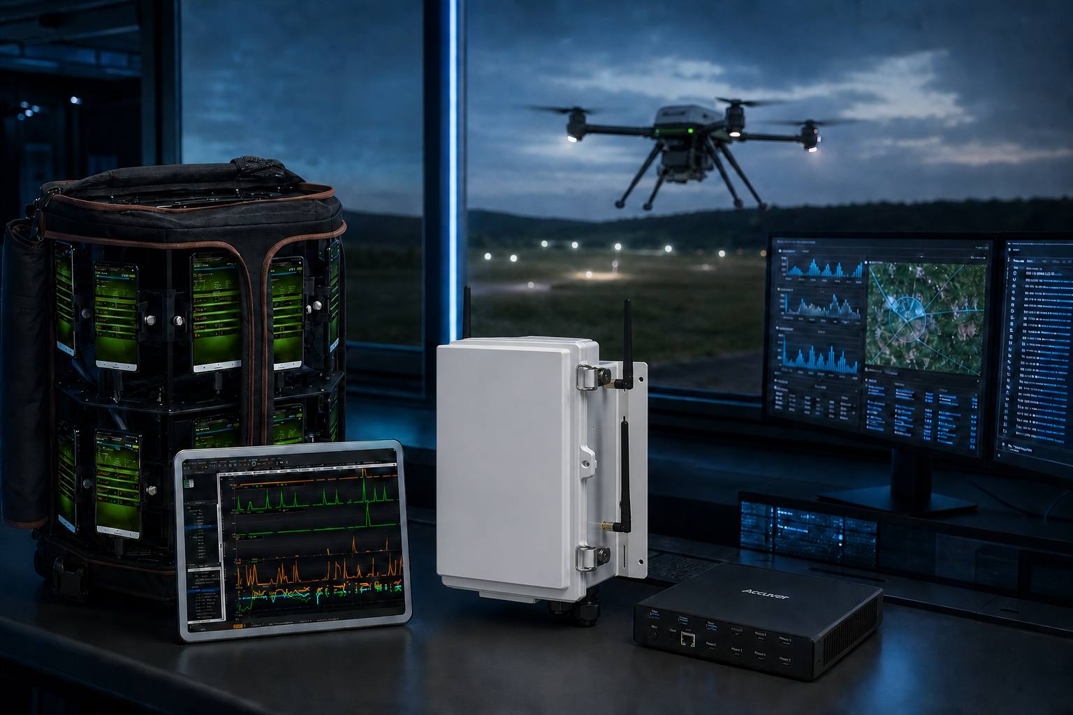 Accuver field equipment, XCAL-Emb and current XCAL-Air operating reliably through a compact monitoring environment